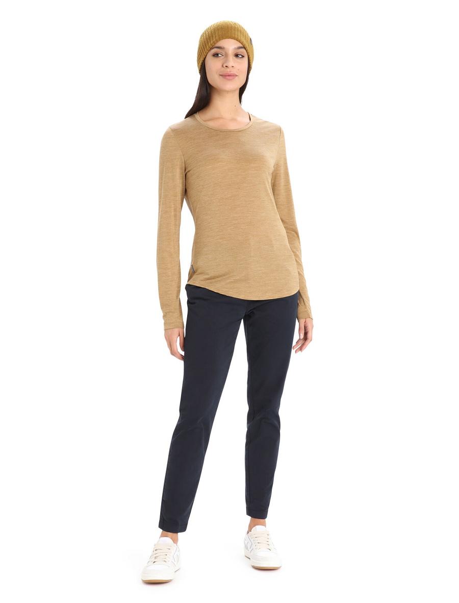 Women's Icebreaker Merino Sphere II T-Shirt Long Sleeve Clove Heather | CA 1305AHKP